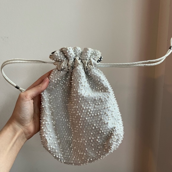 Vintage Unbranded 1960s Reversible Beaded Drawstring Small Evening Purse - Picture 3 of 8